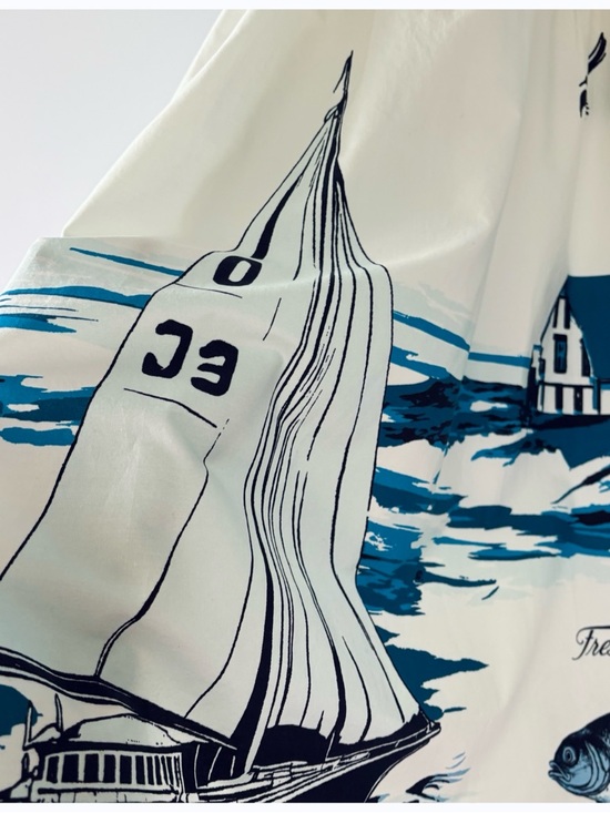 NWT Anthropologie Maeve Sleeveless Nautical Lighthouse Fish Midi Shirt Dress, XL - Picture 13 of 17